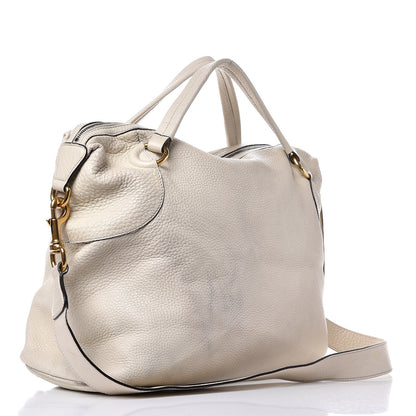 Gucci Pebbled Calfskin Twill Medium Top Handle Satchel White 3 of 19
