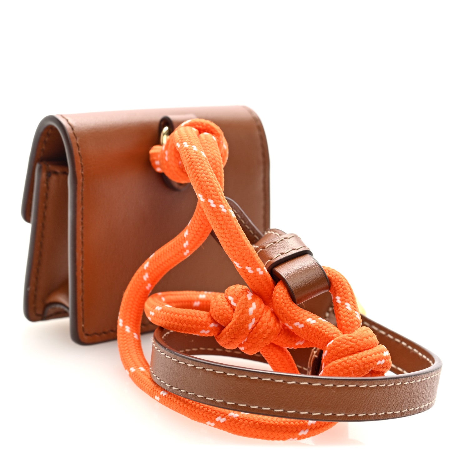 Miu Miu Nappa Flap Pouch Bag Charm Cognac Orange 2 of 9