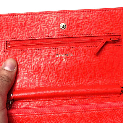 Chanel Caviar Quilted Wallet On Chain WOC Red 6 of 9