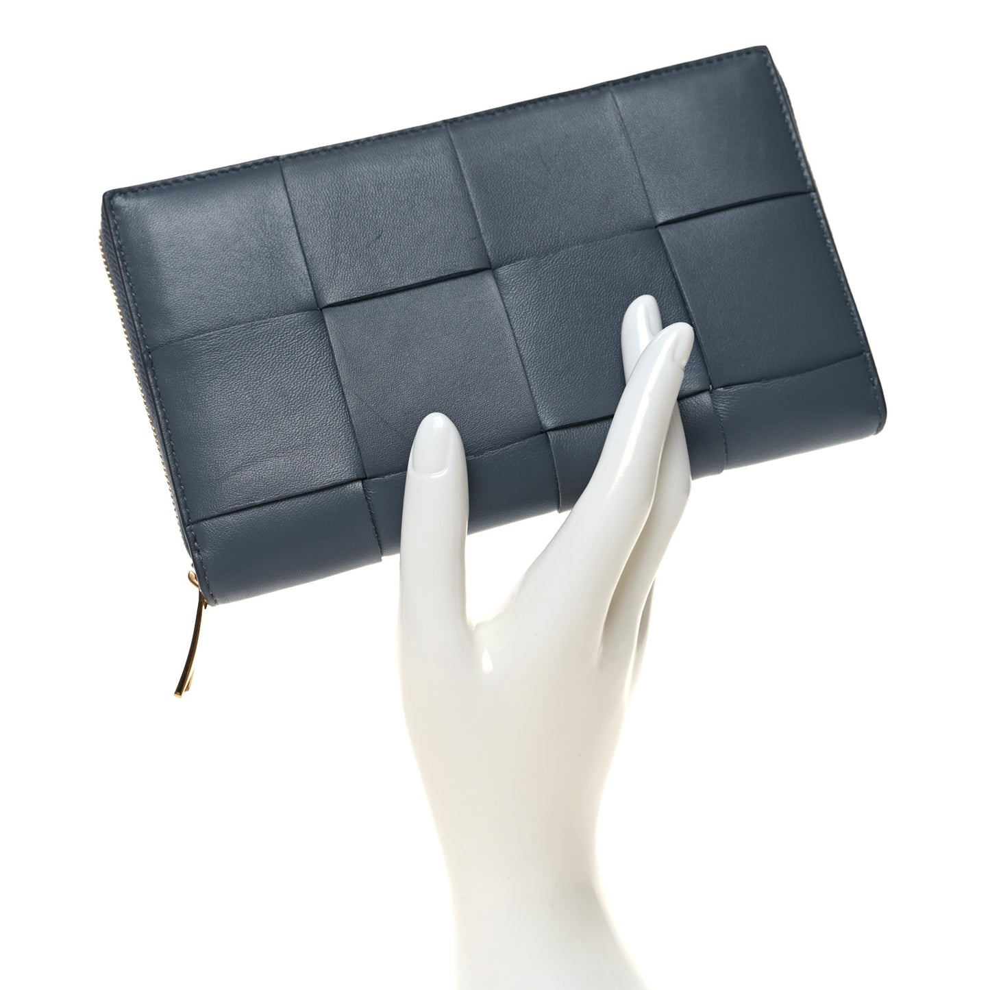 Calfskin Maxi Intrecciato Zip Around Wallet Thunder