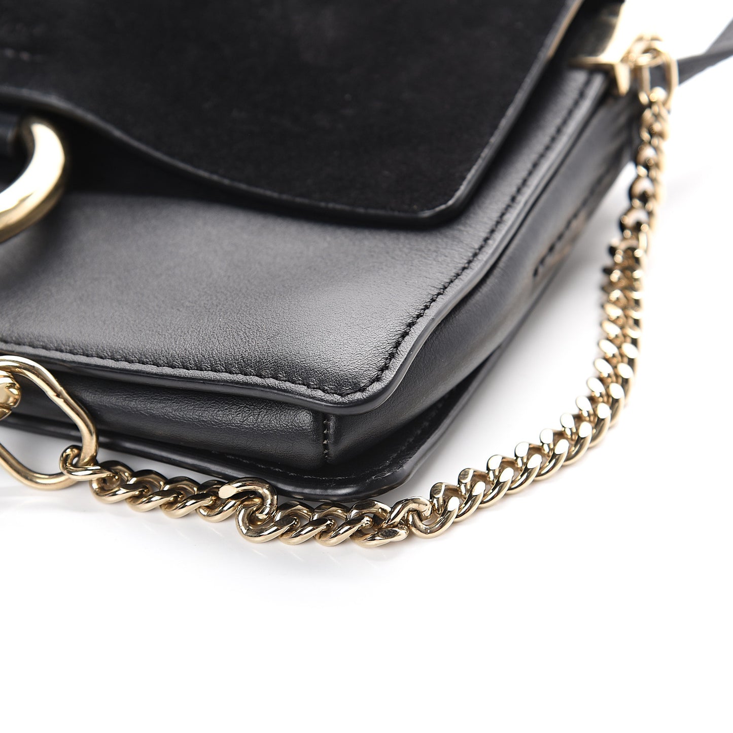 Suede Calfskin Small Faye Shoulder Bag Black