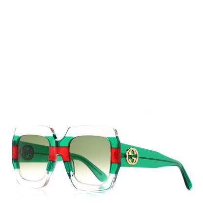 Gucci Square Web Frame GG0178S Sunglasses Green Red 1 of 8