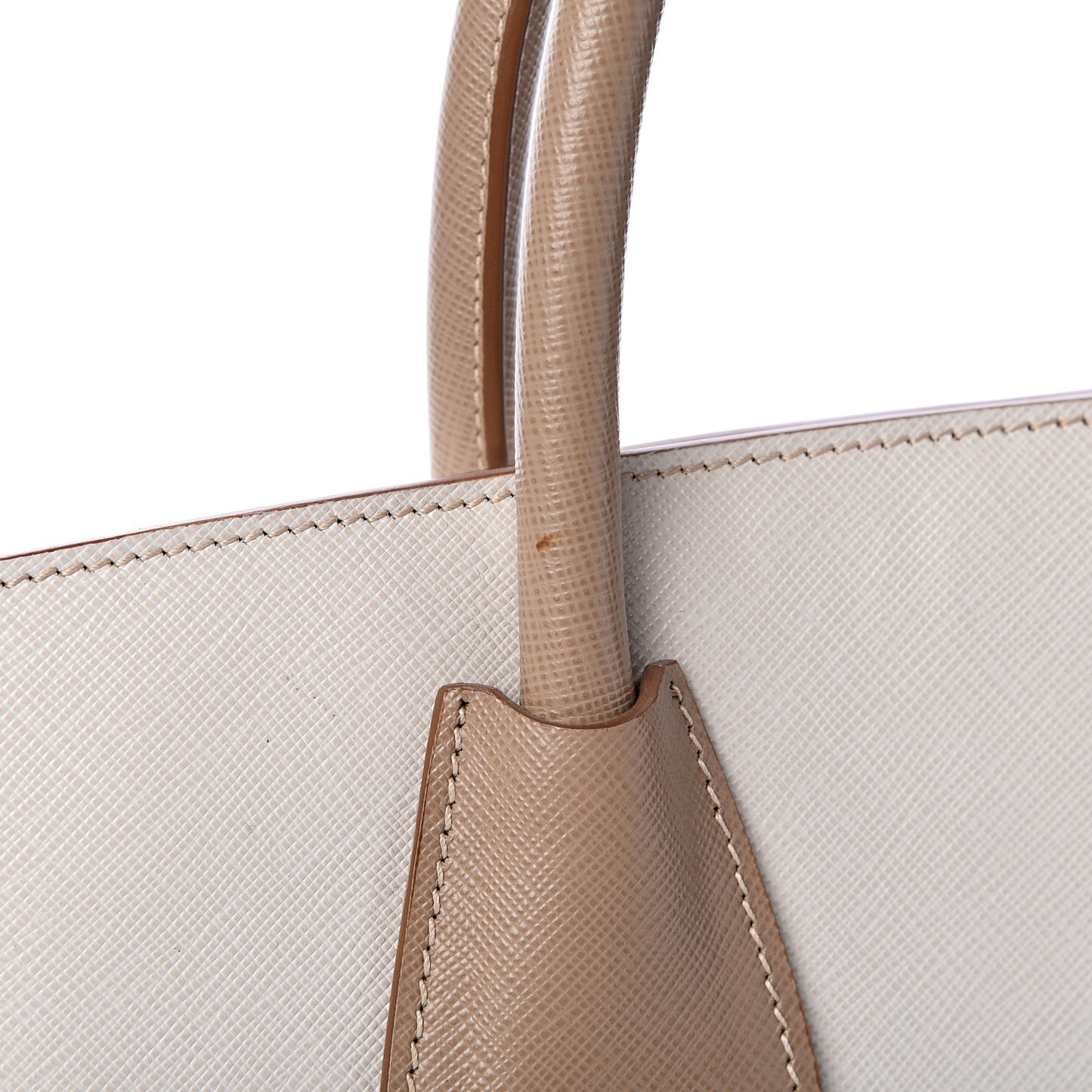Saffiano Lux Bi-Color Tote Talco Visone