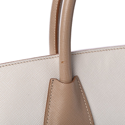 Prada Saffiano Lux Bi-Color Tote Talco Visone 14 of 17