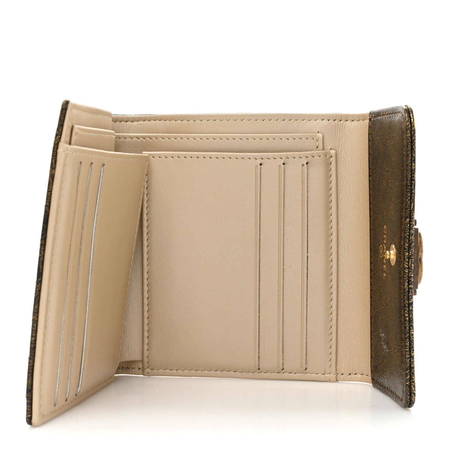Chanel Cracked Metallic Calfskin Quilted Compact Boy Wallet Gold 5 of 17
