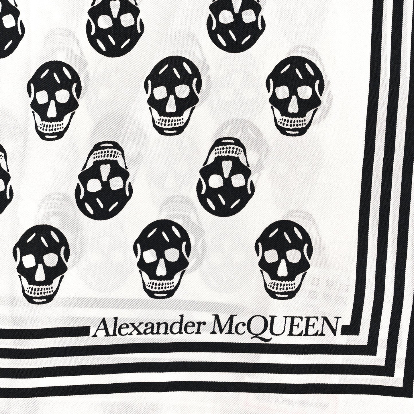 Silk Chiffon Skull Scarf Ivory Black