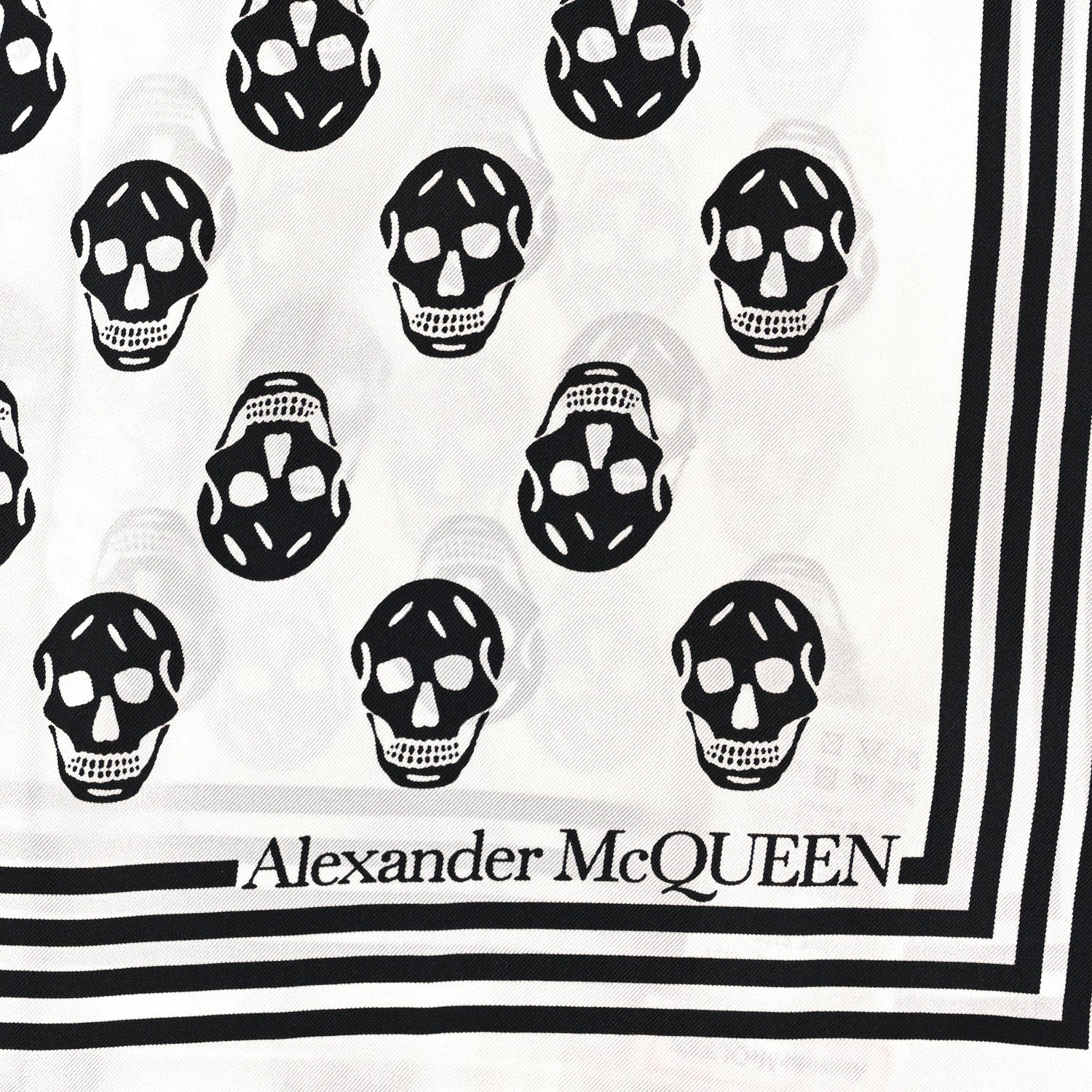 Alexander McQueen Silk Chiffon Skull Scarf Ivory Black 2 of 3
