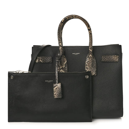 Saint Laurent Grained Calfskin Python Embossed Small Sac De Jour Black 3 of 13