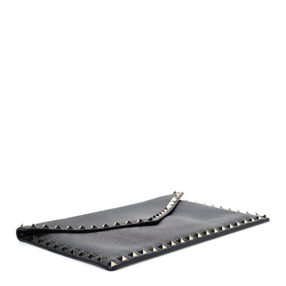 Valentino Garavani Vitello Large Rockstud Envelope Clutch Black 4 of 6