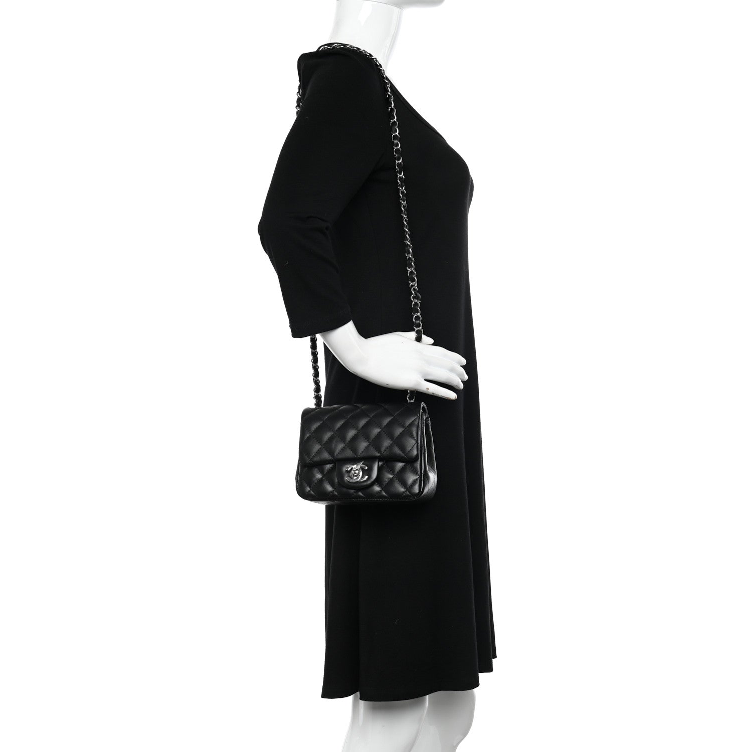 Chanel Lambskin Quilted Mini Square Flap Black 2 of 10