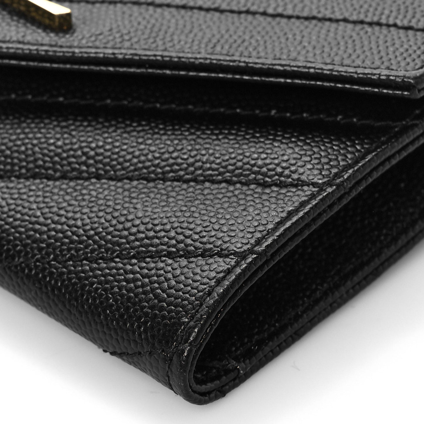Grain De Poudre Matelasse Chevron Small Monogram Envelope Wallet Black