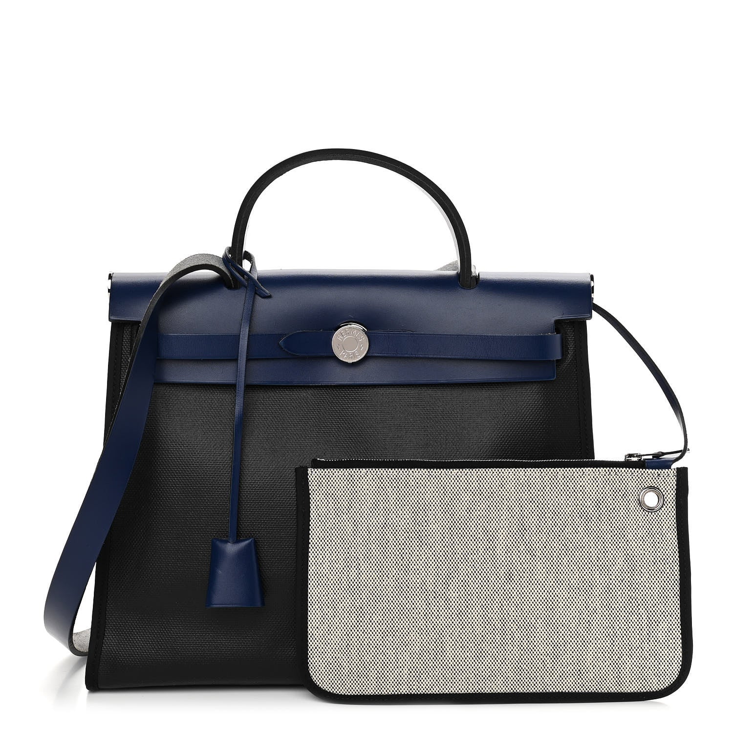 Hermes Toile H Berline Vache Hunter Herbag Zip PM 31 Bleu Encre Black 1 of 11