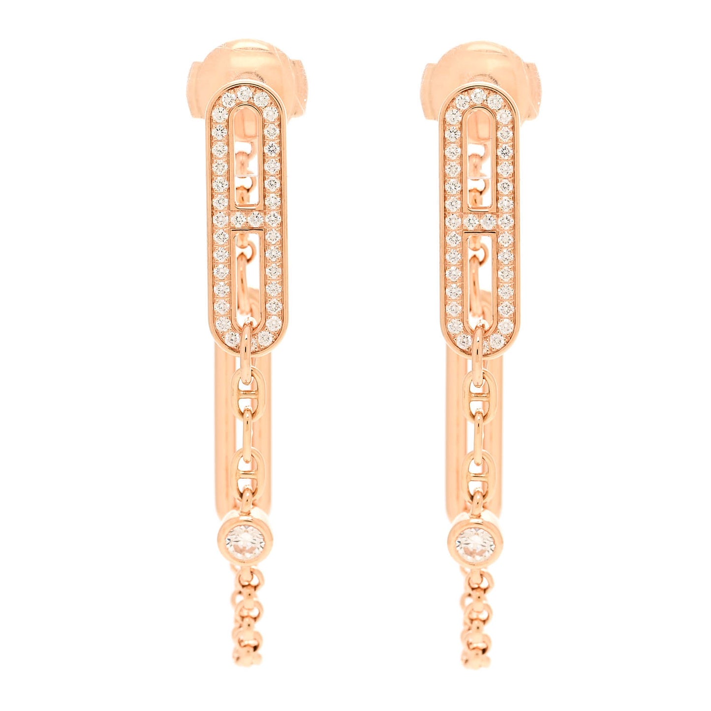 18K Rose Gold Diamond Chaine D'Ancre Chaos Earrings
