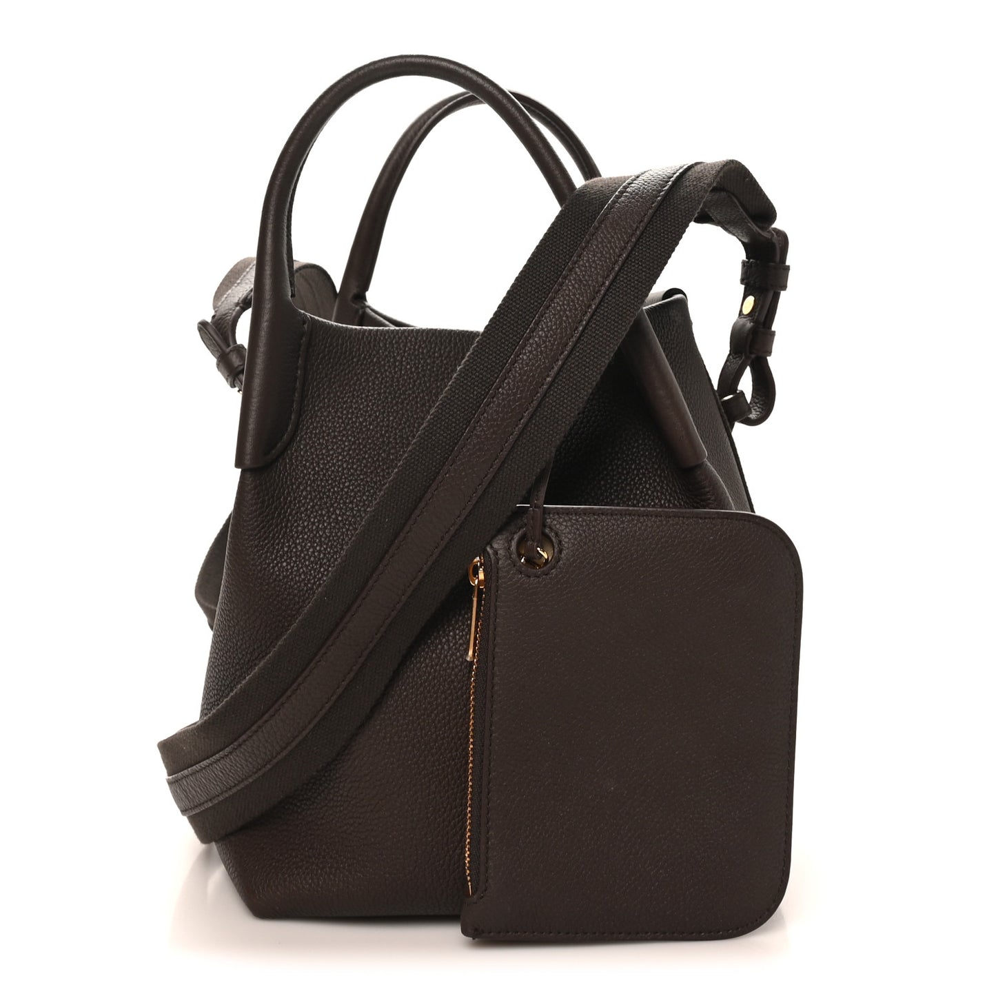 Grained Calfskin Small Bale Bag Dark Brown