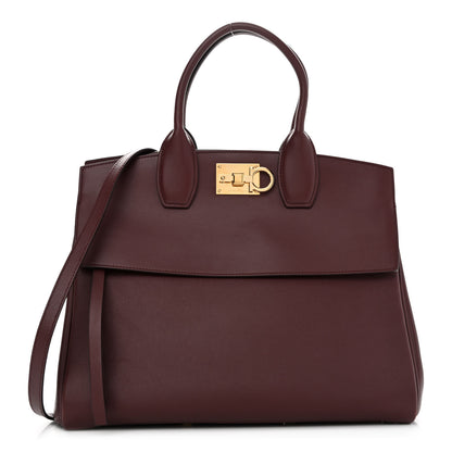 Salvatore Ferragamo Calfskin Large Studio Bag Wine 1 of 11