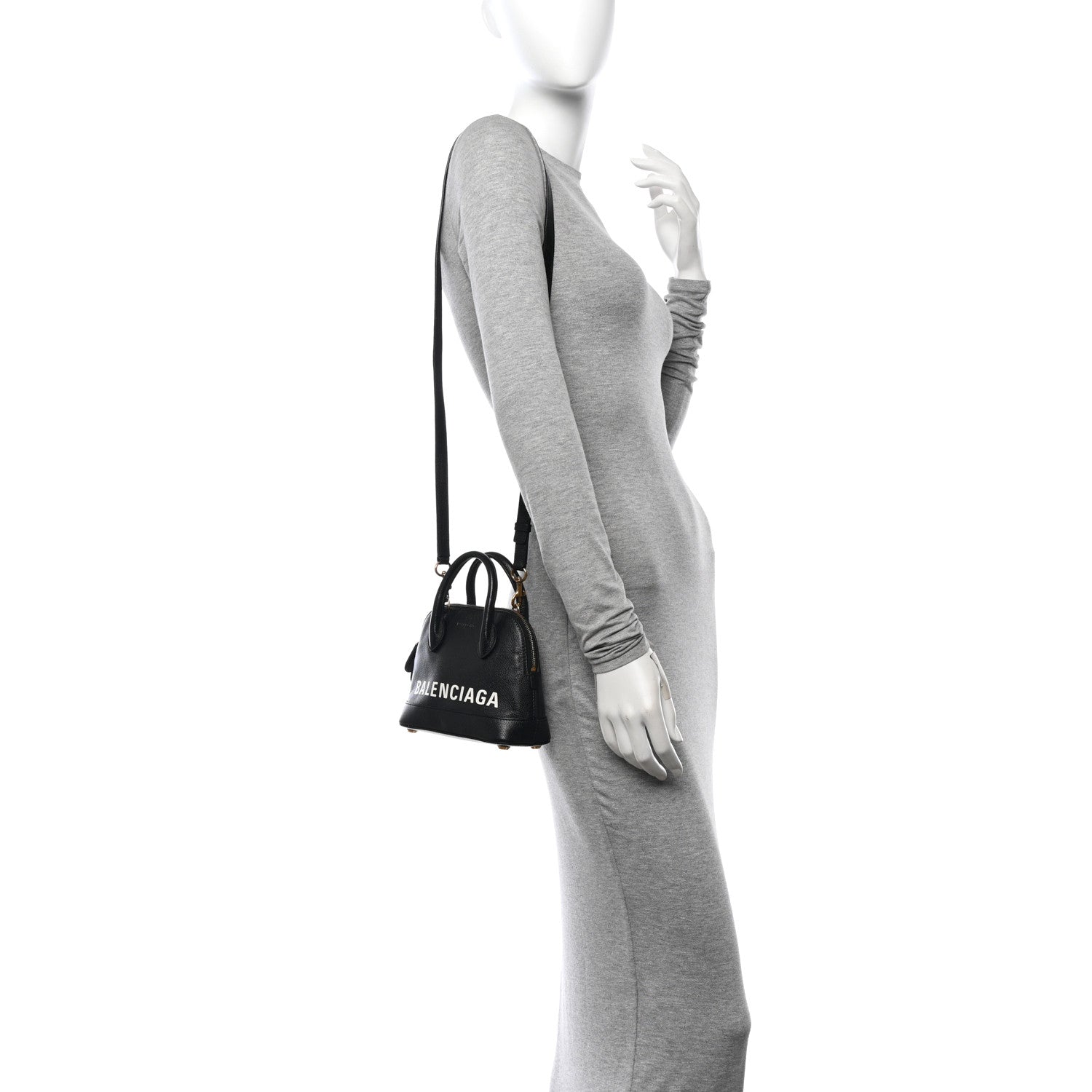 Balenciaga Signature Grained Calfskin XXS Ville Top Handle Bag Black White 2 of 10