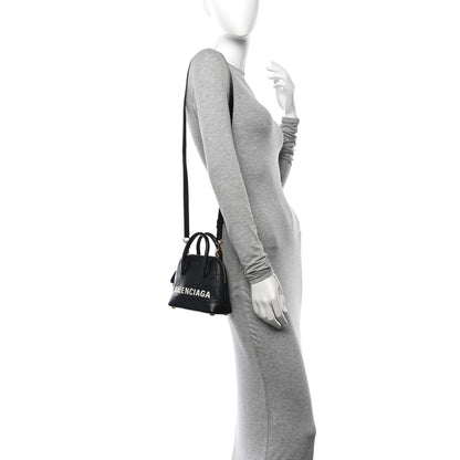 Balenciaga Signature Grained Calfskin XXS Ville Top Handle Bag Black White 2 of 10