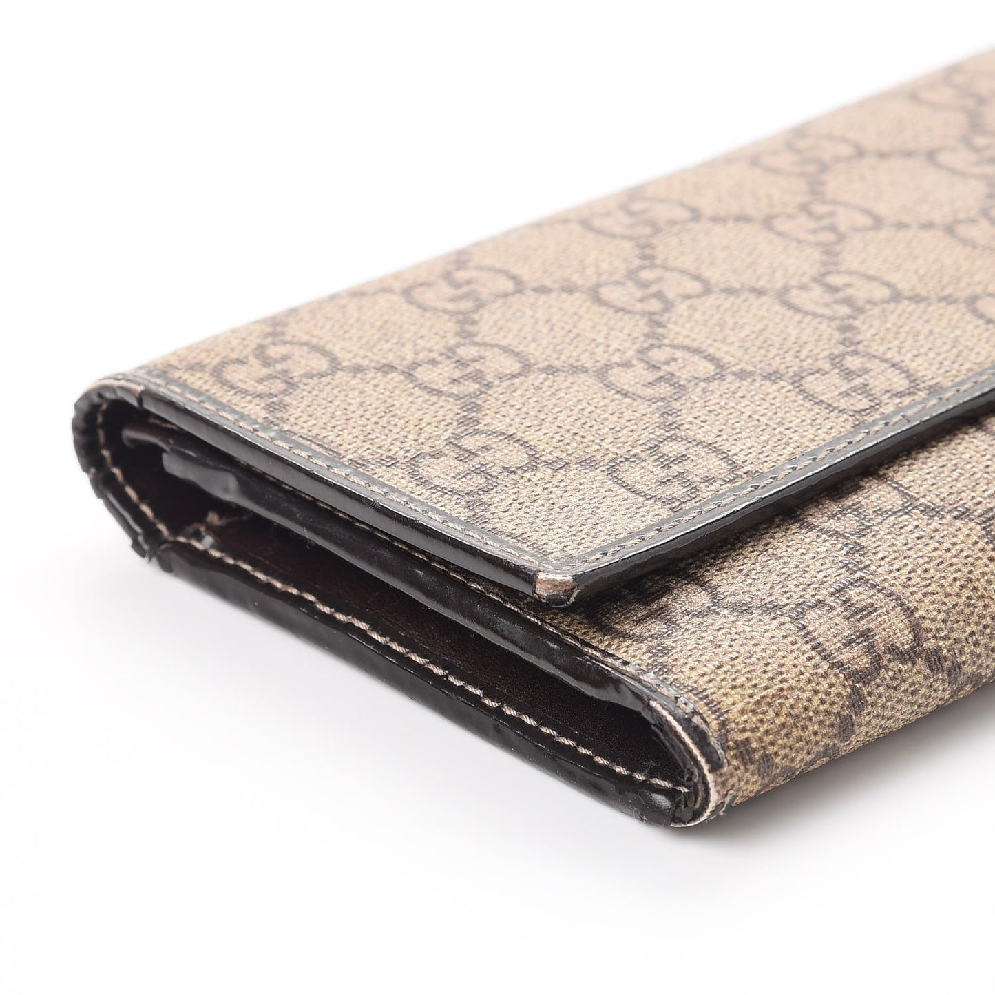 GG Supreme Monogram Tattoo Heart Continental Wallet Brown