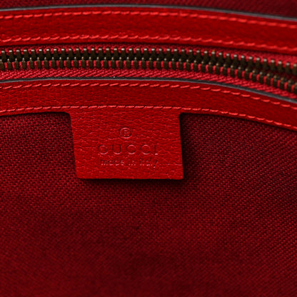 Gucci Canvas Calfskin Sylvie Stripe Logo Mens Tote Red White Blue 6 of 9