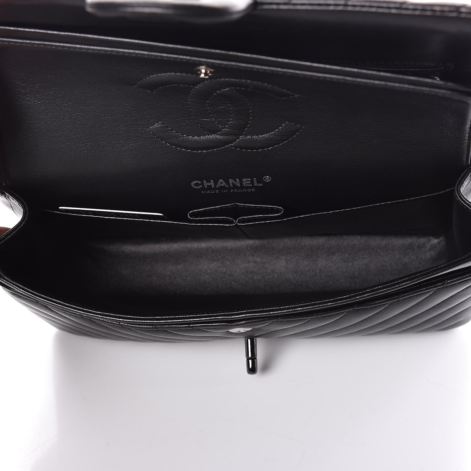 Chanel Lambskin Chevron Quilted Medium Double Flap So Black 8 of 14