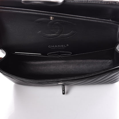 Chanel Lambskin Chevron Quilted Medium Double Flap So Black 8 of 14