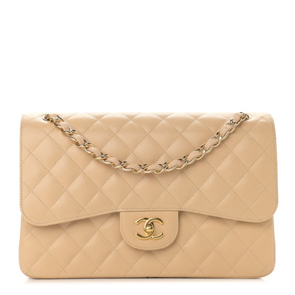 Chanel Caviar Quilted Jumbo Double Flap Beige 1 of 11