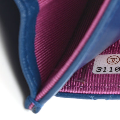 Chanel Lambskin Quilted Flap Card Holder Wallet Blue Pink 8 of 9