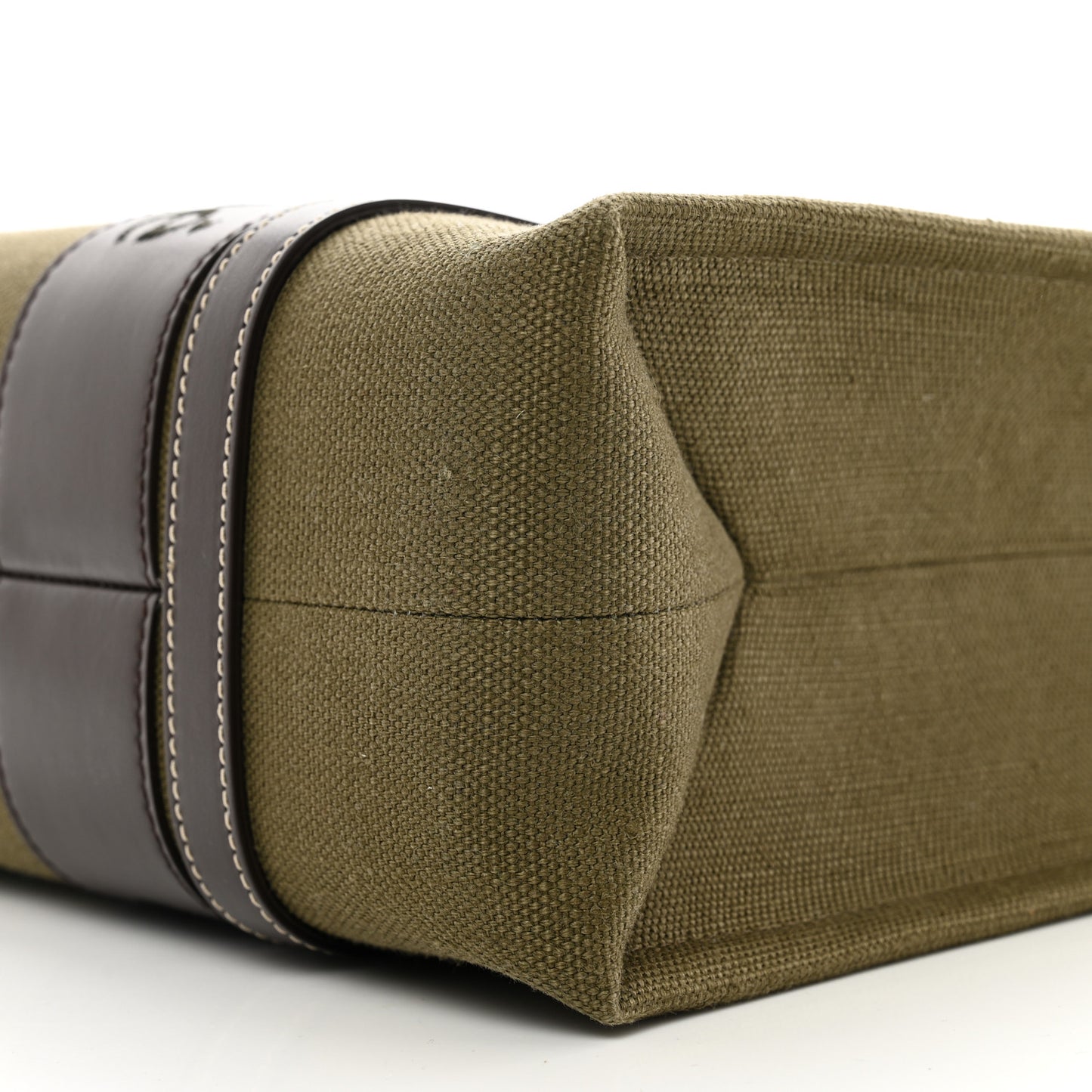 Linen Calfskin Medium Woody Tote Warm Green