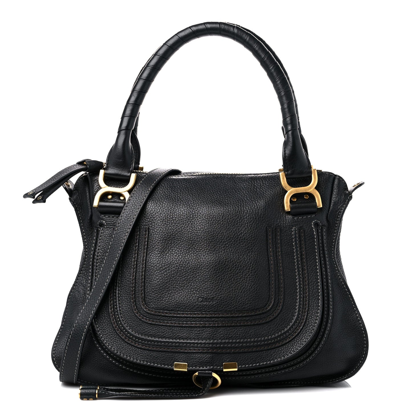 Calfskin Medium Marcie Satchel Black