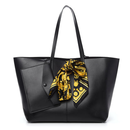 Versace Calfskin Baroque Scarf Tote Black 1 of 9