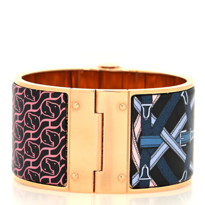 Hermes Enamel Printed Cavalcadour a Cheval Hinged Bracelet Extra Wide Hinged Bracelet S Arts and Crafts 3 of 5