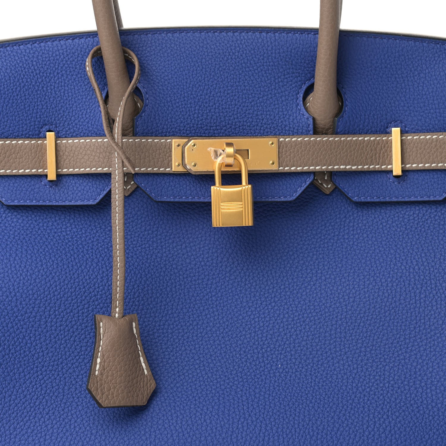Hermes Togo Bi-Color Horseshoe Birkin 30 Bleu Electrique Etoupe 12 of 13