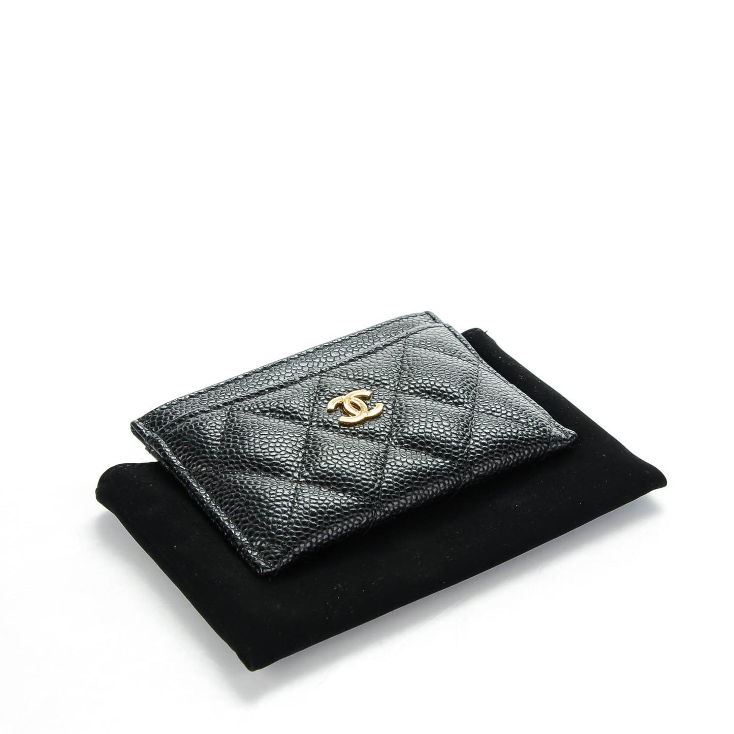 Caviar Quilted Card Holder Black