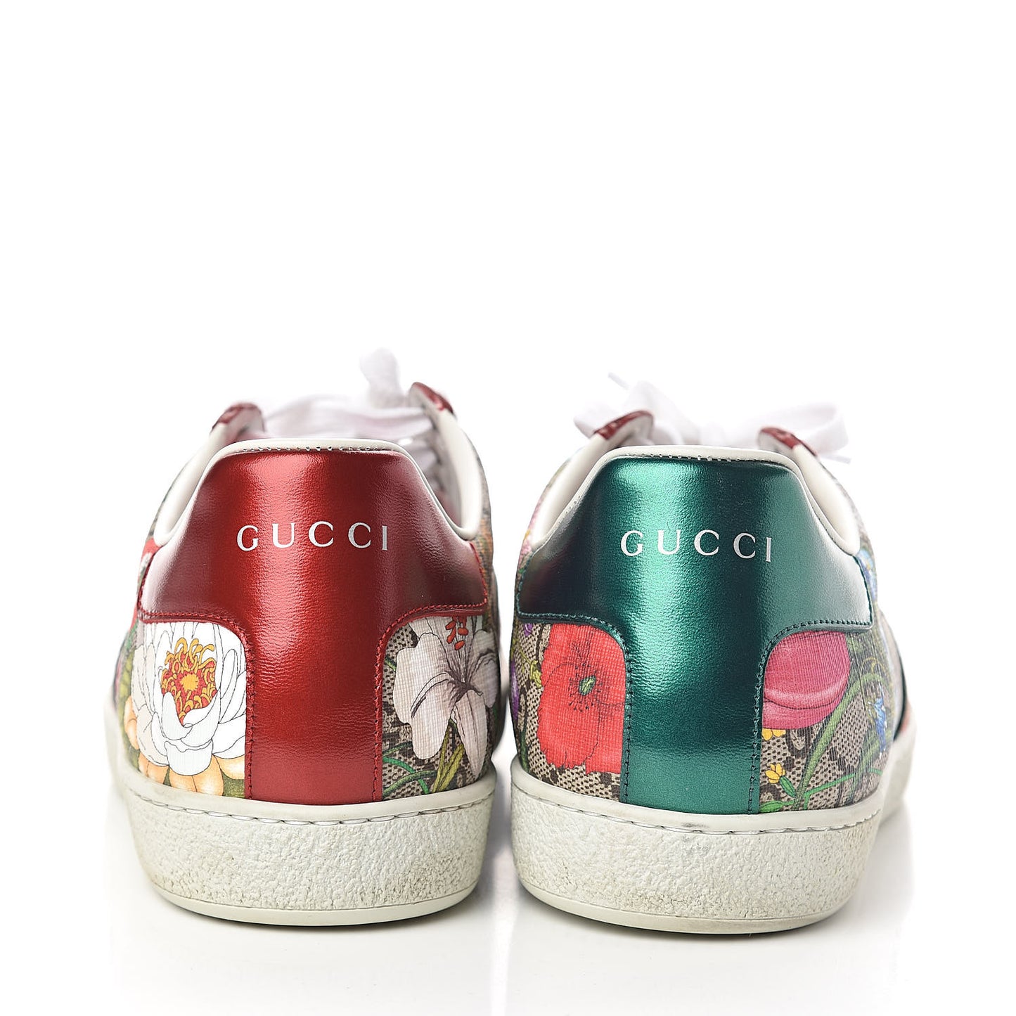 GG Supreme Monogram Flora Web Womens Ace Sneakers 42 Beige Multicolor Rosso