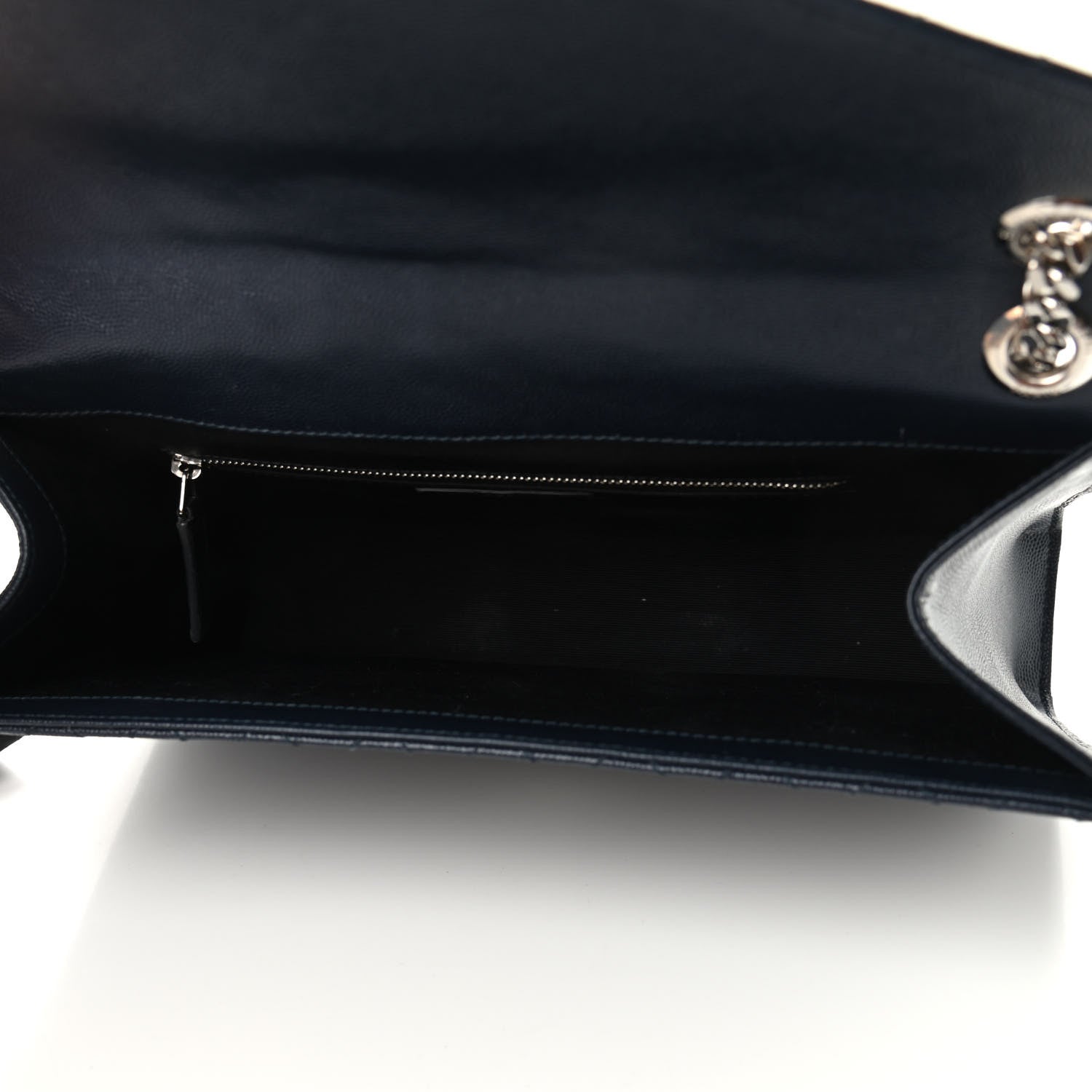 Saint Laurent Grain De Poudre Mixed Matelasse Large Triquilt Monogram Satchel Deep Marine 5 of 11