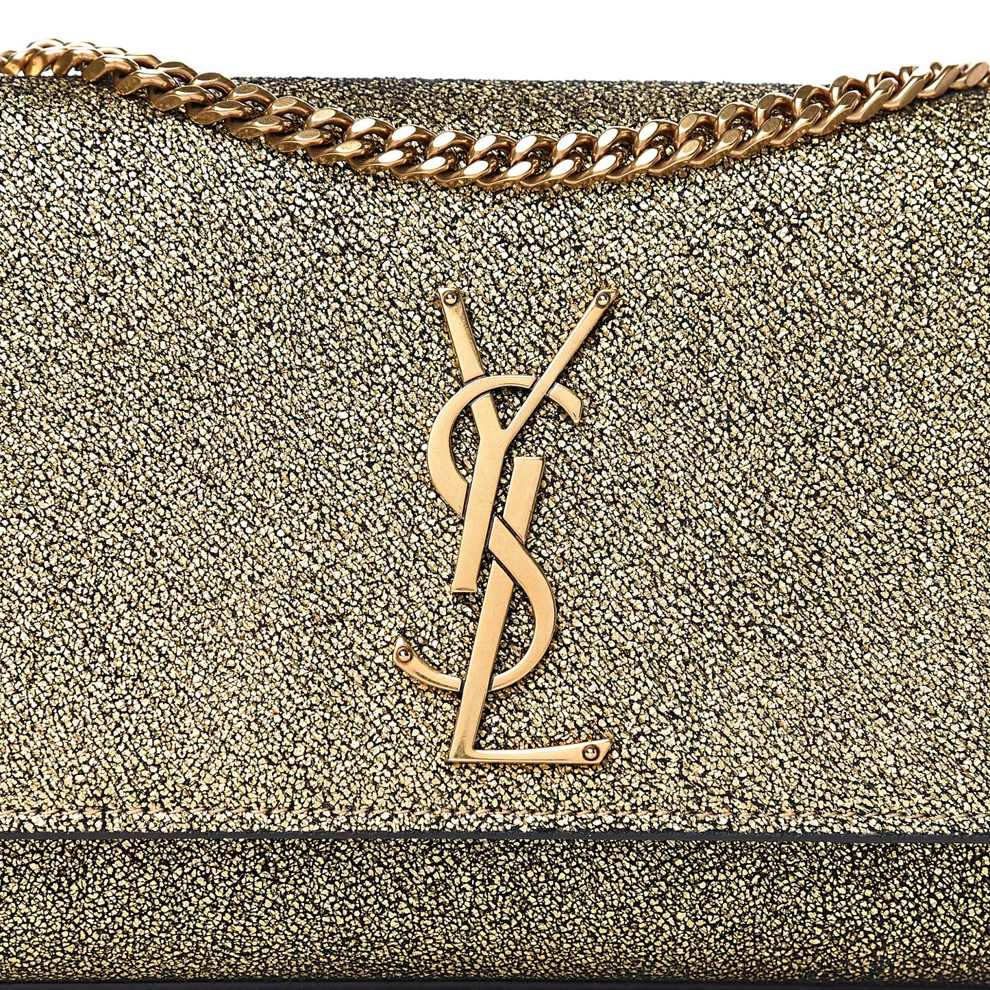 Metallic Calfskin Small Classic Monogram Kate Satchel Oro