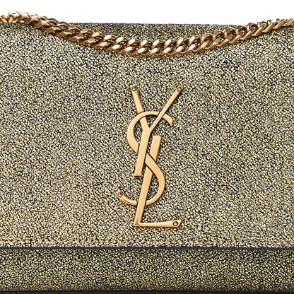 Saint Laurent Metallic Calfskin Small Classic Monogram Kate Satchel Oro 10 of 12