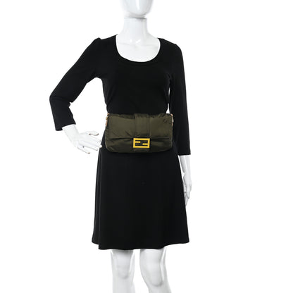 Fendi Nylon Dolmias Vitello Grace FF Puffer Belt Baguette Bag Military Brown Tortora 2 of 13