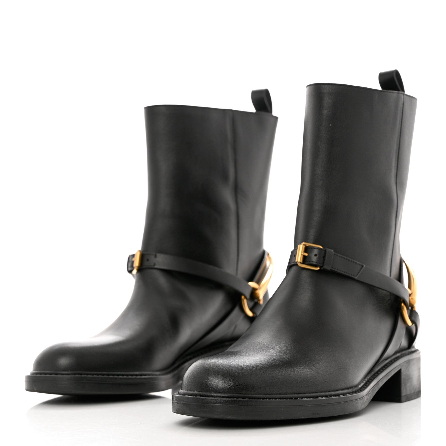 Gucci Calfskin Tess Horsebit Ankle Boots 37 Black 3 of 9