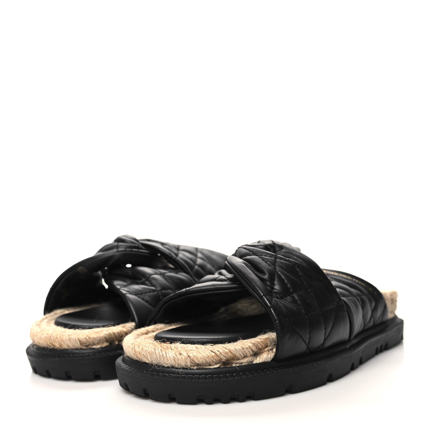 Christian Dior Calfskin Cannage Dtwist Espadrille Platform Sandals 38 Black 3 of 7