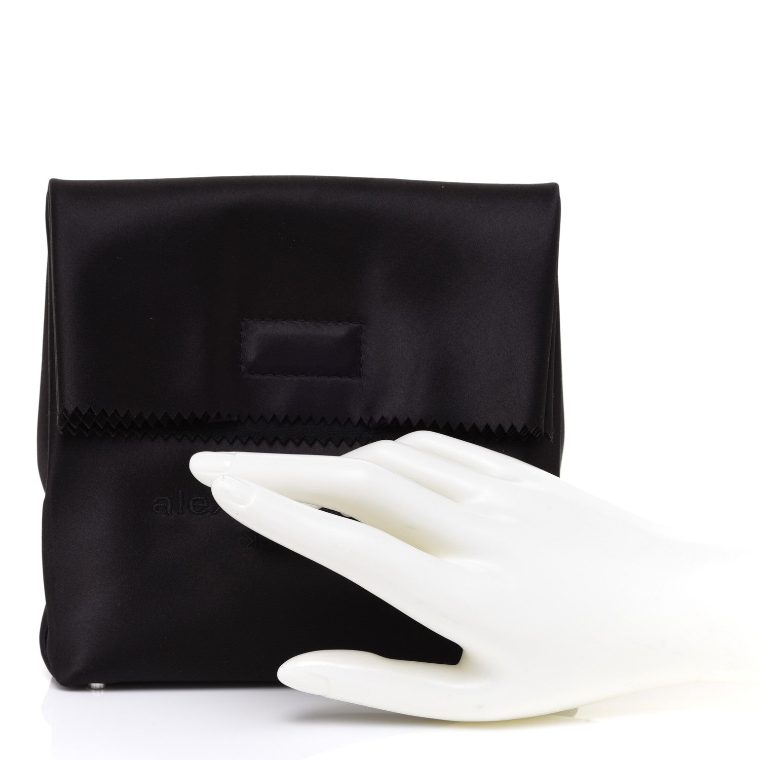 Alexander Wang Satin Lunch Bag Clutch Black 2 of 8