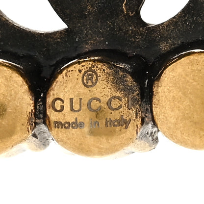 Gucci Crystal Embellished Double G Necklace Aged Gold Red 3 of 6