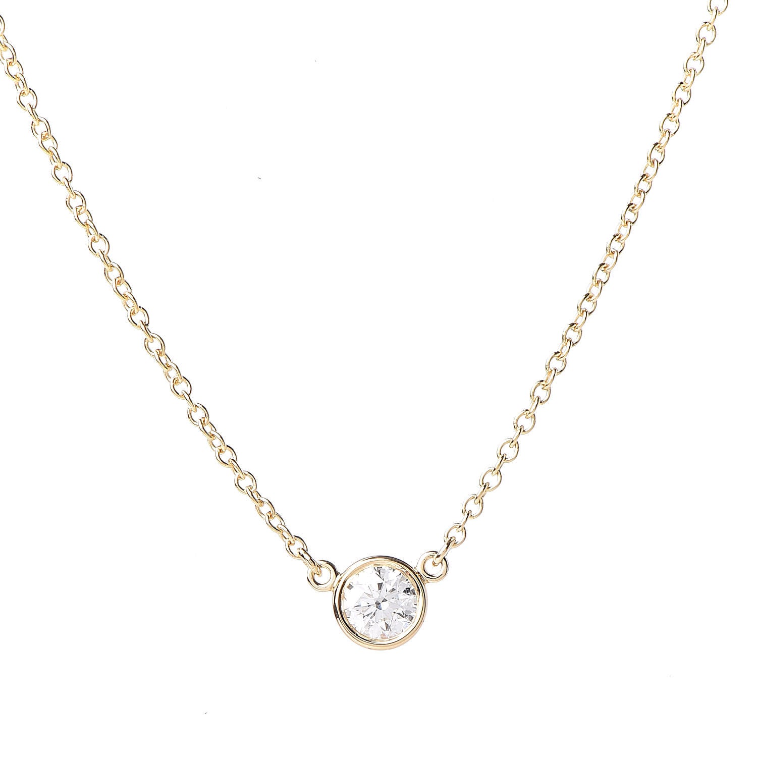 Tiffany 18K Yellow Gold Diamond .20ct Elsa Peretti Diamonds by the Yard Pendant Necklace 4 of 9