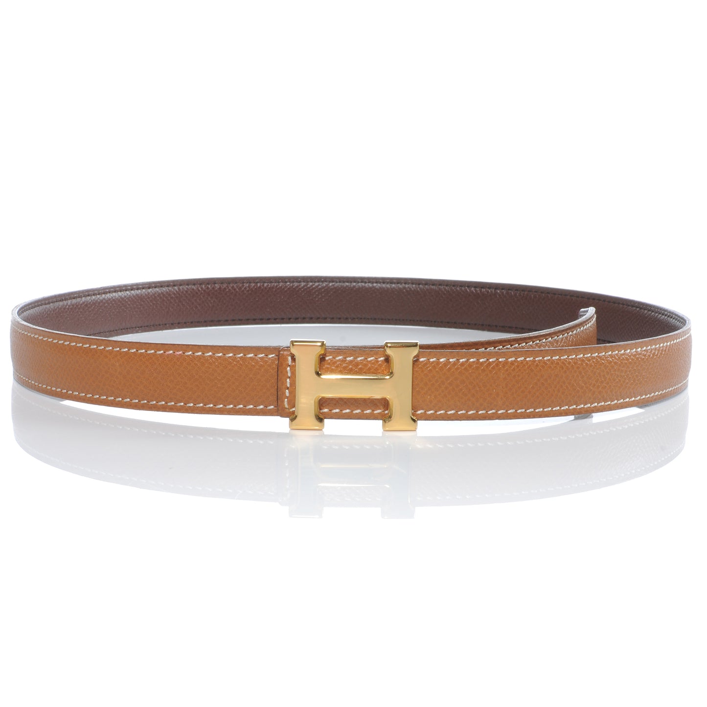 Courchevel Reversible Constance 18mm H Belt 70 Gold Chocolate