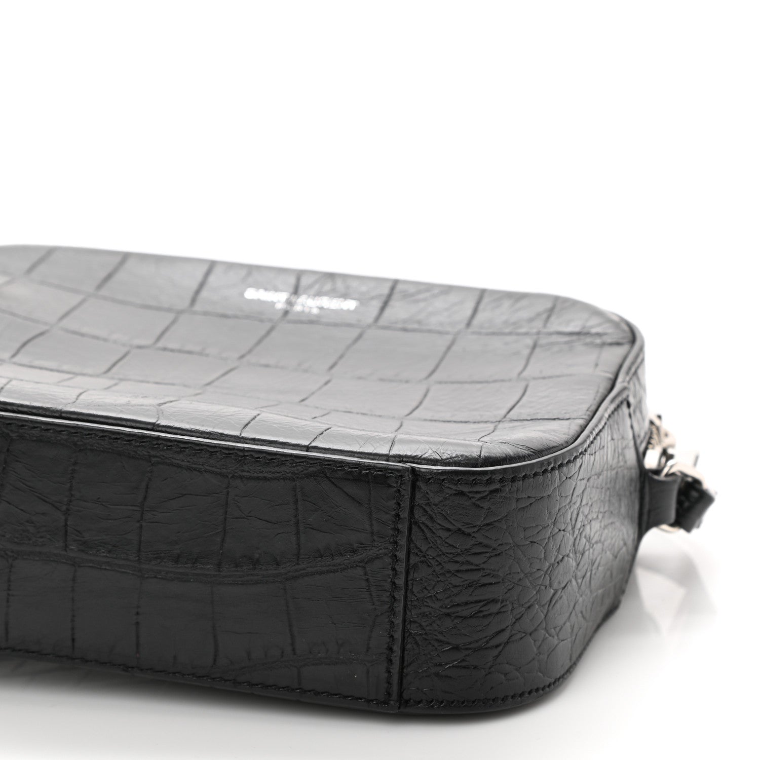 Saint Laurent Calfskin Crocodile Embossed Small Classic Monogram Camera Bag Black 8 of 8