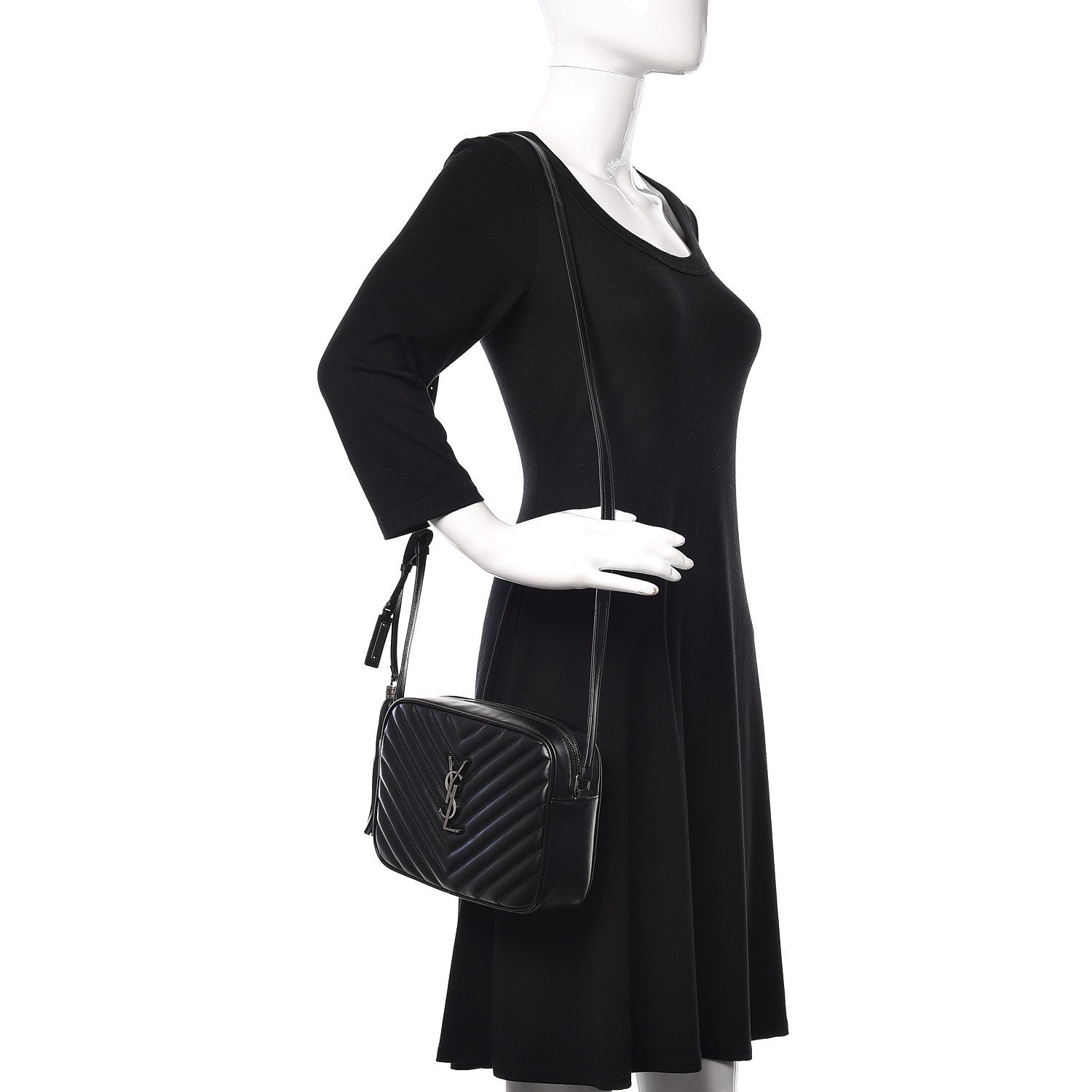 Saint Laurent Calfskin Matelasse Monogram Lou Camera Bag Black 2 of 10