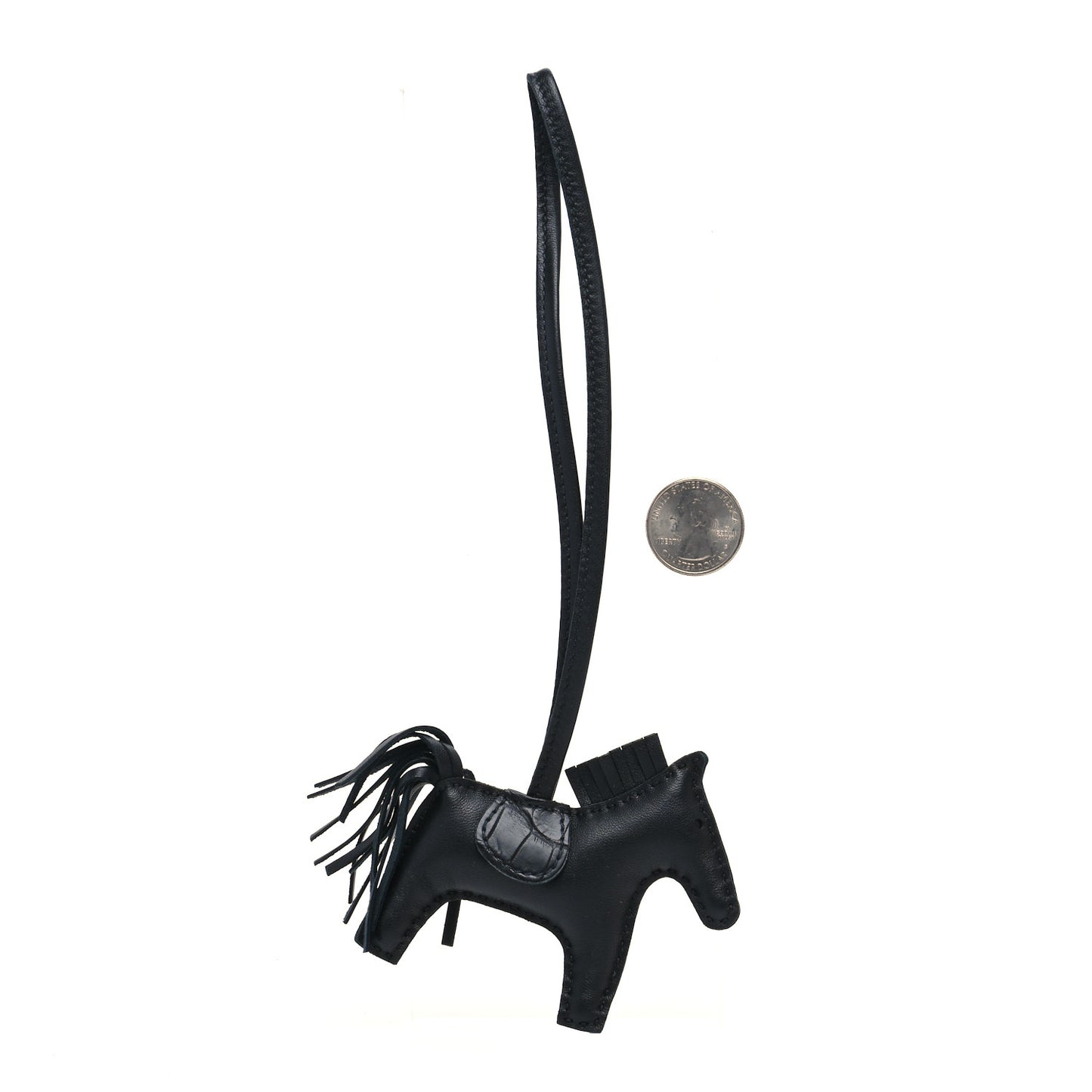 Milo Lambskin Matte Alligator Touch Grigri Rodeo Horse Bag Charm PM So Black