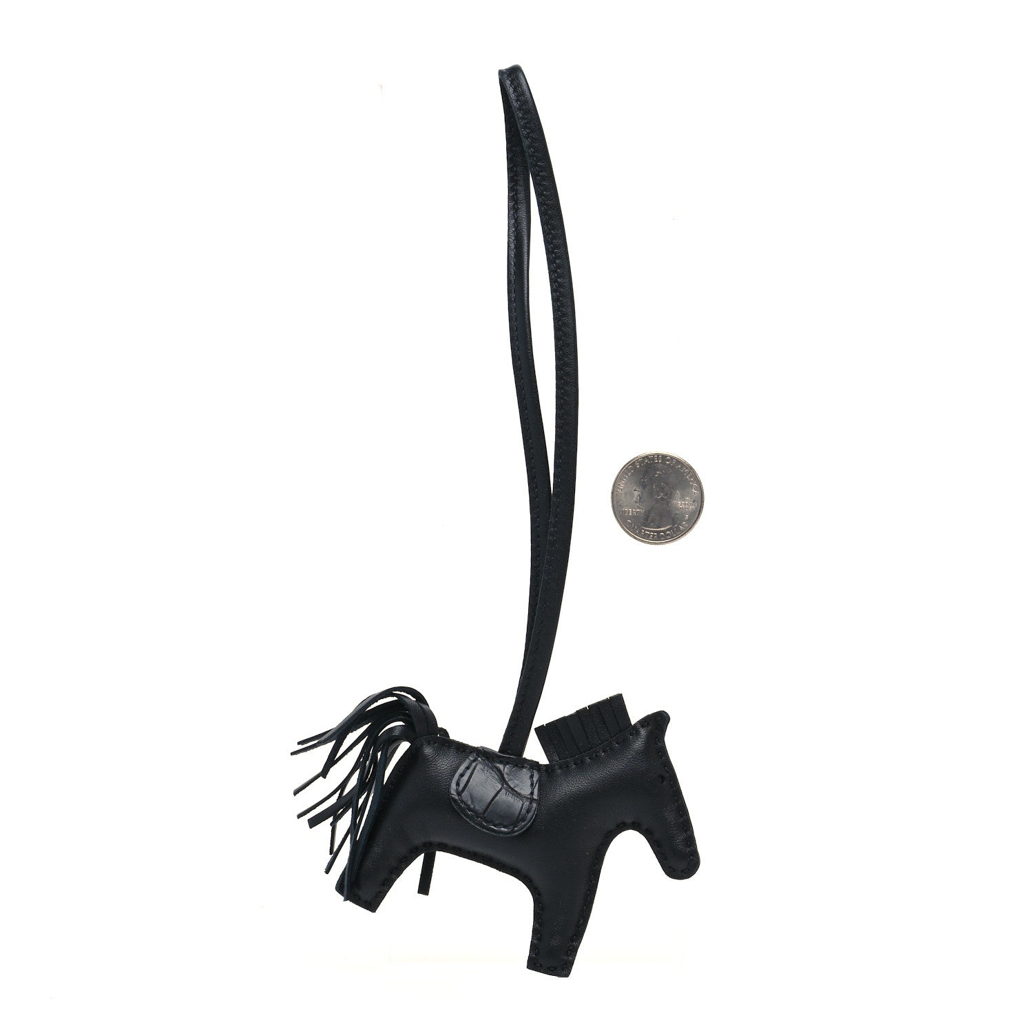 Hermes Milo Lambskin Matte Alligator Touch Grigri Rodeo Horse Bag Charm PM So Black 2 of 4