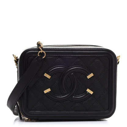 Chanel Caviar Quilted CC Filigree Vanity Clutch With Chain Black 1 of 10