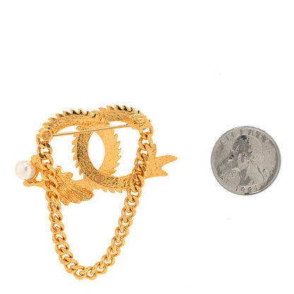 Chanel Chinese New Year Pearl Chain CC Brooch Gold 2 of 4